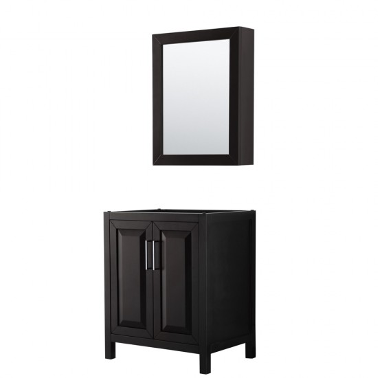 30 Inch Single Bathroom Vanity in Dark Espresso, No Countertop, No Sink, Medicine Cabinet