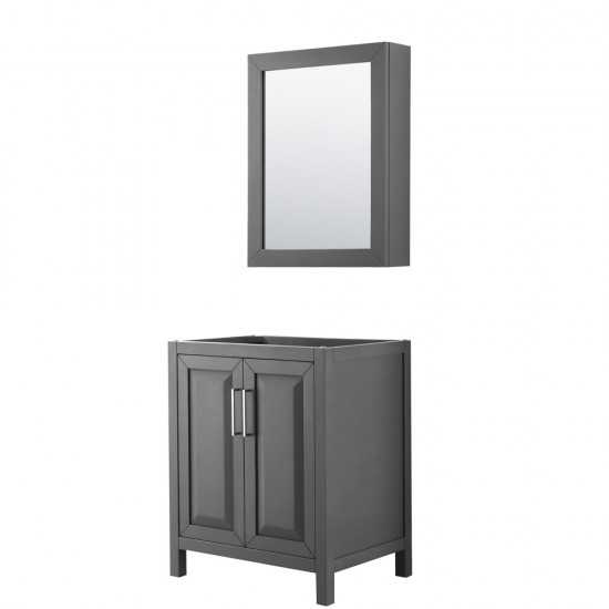 30 Inch Single Bathroom Vanity in Dark Gray, No Countertop, No Sink, Medicine Cabinet