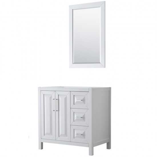 36 Inch Single Bathroom Vanity in White, No Countertop, No Sink, 24 Inch Mirror