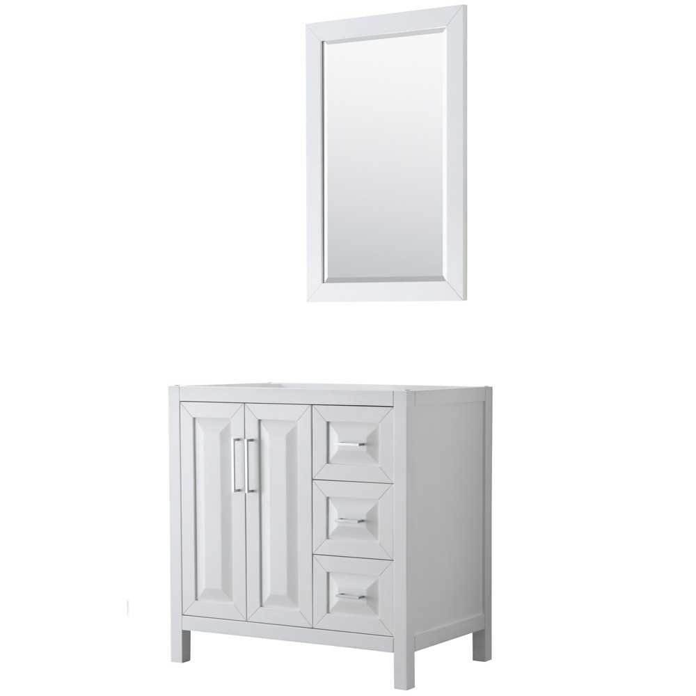 36 Inch Single Bathroom Vanity in White, No Countertop, No Sink, 24 Inch Mirror 36 Inch Single Bathroom Vanity in White, No Countertop, No Sink, 24 Inch Mirror