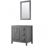 36 Inch Single Bathroom Vanity in Dark Gray, No Countertop, No Sink, 24 Inch Mirror