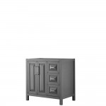 36 Inch Single Bathroom Vanity in Dark Gray, No Countertop, No Sink, No Mirror