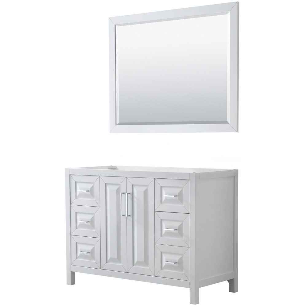 48 Inch Single Bathroom Vanity in White, No Countertop, No Sink, 46 Inch Mirror