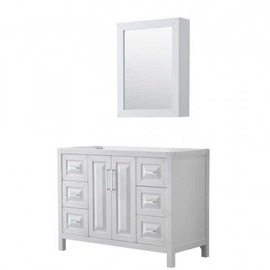 48 Inch Single Bathroom Vanity in White, No Countertop, No Sink, Medicine Cabinet