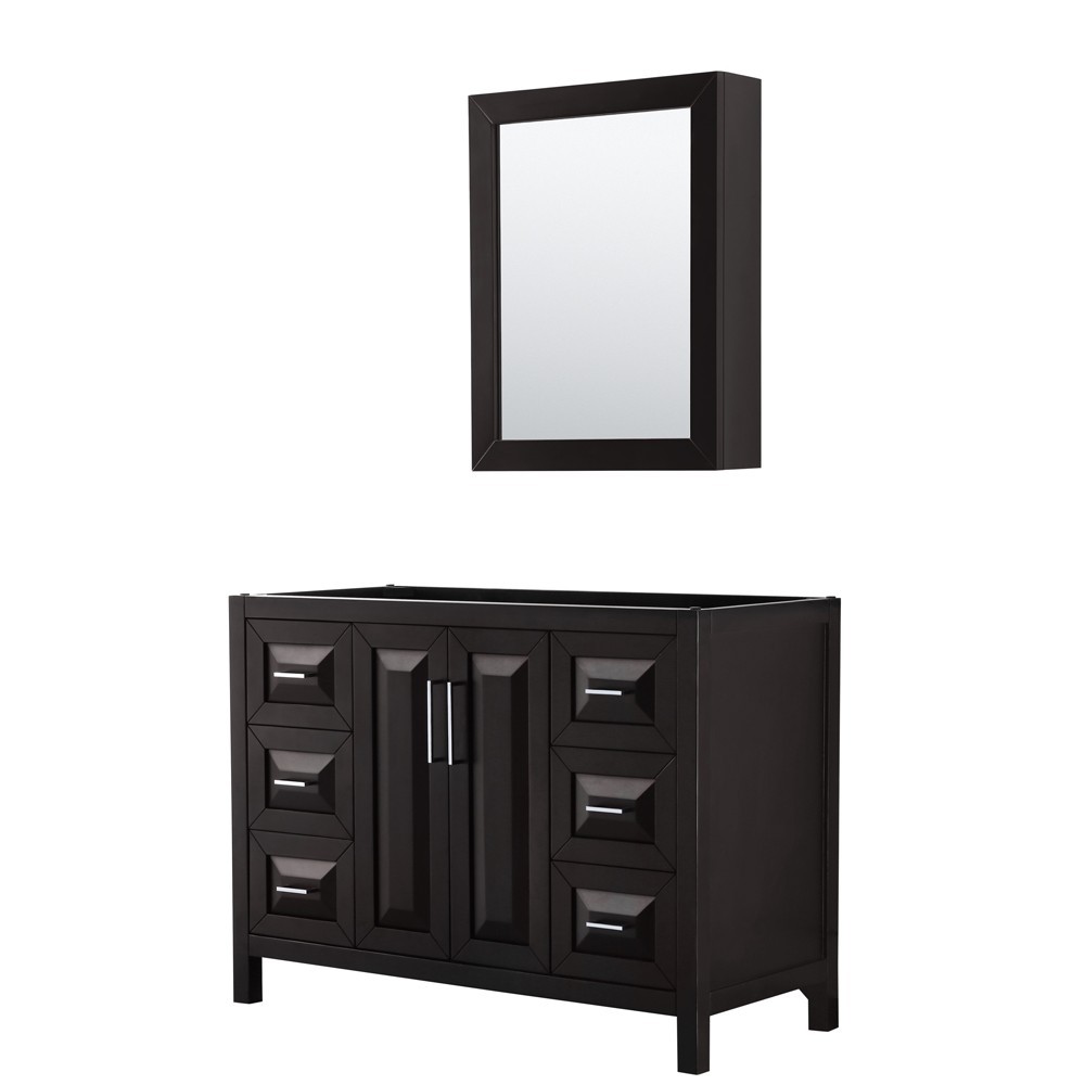 48 Inch Single Bathroom Vanity in Dark Espresso, No Countertop, No Sink, Medicine Cabinet