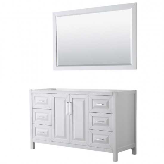 60 Inch Single Bathroom Vanity in White, No Countertop, No Sink, 58 Inch Mirror