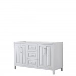 60 Inch Double Bathroom Vanity in White, No Countertop, No Sink, and No Mirror