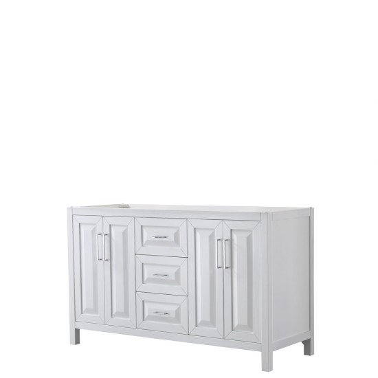 60 Inch Double Bathroom Vanity in White, No Countertop, No Sink, and No Mirror