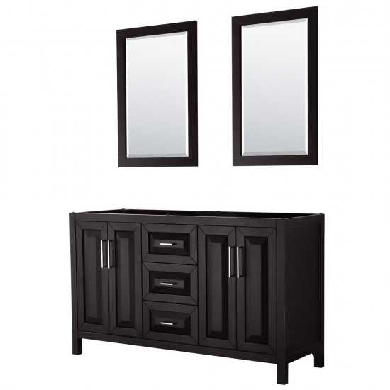 60 Inch Double Bathroom Vanity in Dark Espresso, No Countertop, No Sink, 24 Inch Mirrors