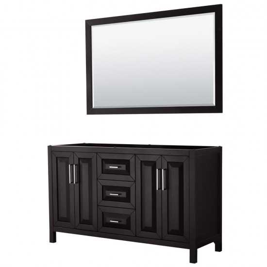 60 Inch Double Bathroom Vanity in Dark Espresso, No Countertop, No Sink, 58 Inch Mirror