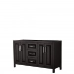 60 Inch Double Bathroom Vanity in Dark Espresso, No Countertop, No Sink, No Mirror