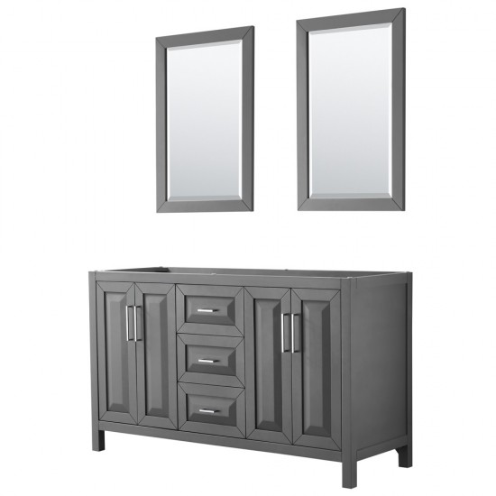 60 Inch Double Bathroom Vanity in Dark Gray, No Countertop, No Sink, 24 Inch Mirrors