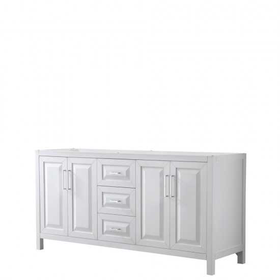 72 Inch Double Bathroom Vanity in White, No Countertop, No Sink, and No Mirror