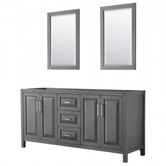 72 Inch Double Bathroom Vanity in Dark Gray, No Countertop, No Sink, 24 Inch Mirrors