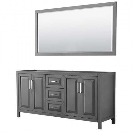 72 Inch Double Bathroom Vanity in Dark Gray, No Countertop, No Sink, 70 Inch Mirror