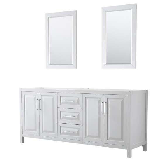 80 Inch Double Bathroom Vanity in White, No Countertop, No Sink, 24 Inch Mirrors