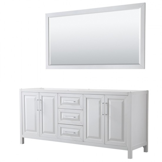 80 Inch Double Bathroom Vanity in White, No Countertop, No Sink, 70 Inch Mirror