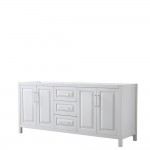 80 Inch Double Bathroom Vanity in White, No Countertop, No Sink, and No Mirror