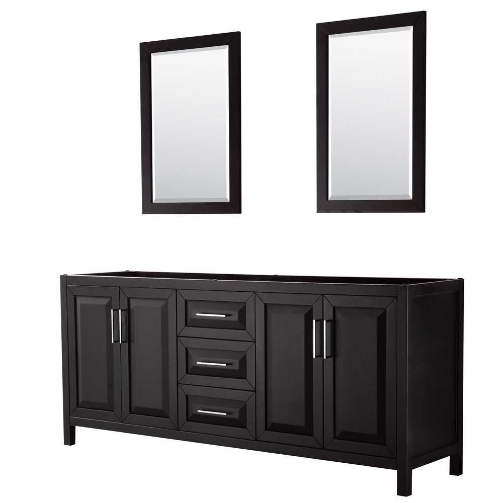 80 Inch Double Bathroom Vanity in Dark Espresso, No Countertop, No Sink, 24 Inch Mirrors