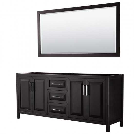 80 Inch Double Bathroom Vanity in Dark Espresso, No Countertop, No Sink, 70 Inch Mirror