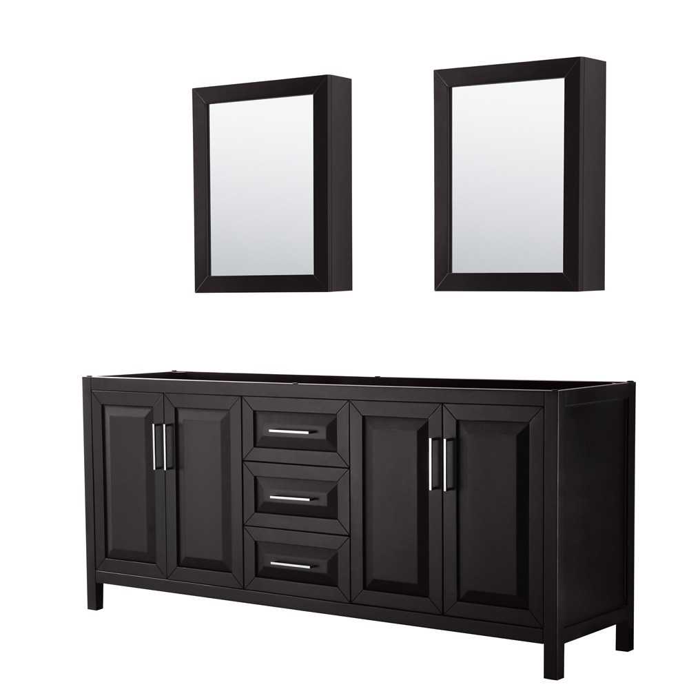 80 Inch Double Bathroom Vanity in Dark Espresso, No Countertop, No Sink, Medicine Cabinets