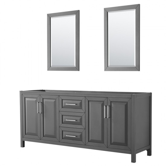 80 Inch Double Bathroom Vanity in Dark Gray, No Countertop, No Sink, 24 Inch Mirrors