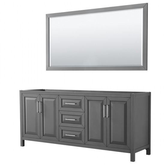 80 Inch Double Bathroom Vanity in Dark Gray, No Countertop, No Sink, 70 Inch Mirror