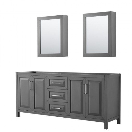 80 Inch Double Bathroom Vanity in Dark Gray, No Countertop, No Sink, Medicine Cabinets