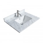 30 Inch Single Bathroom Vanity in Dark Espresso, White Carrara Marble Countertop, Sink, No Mirror