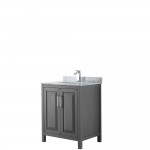 30 Inch Single Bathroom Vanity in Dark Gray, White Carrara Marble Countertop, Sink, No Mirror