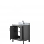 30 Inch Single Bathroom Vanity in Dark Gray, White Carrara Marble Countertop, Sink, No Mirror