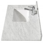 36 Inch Single Bathroom Vanity in White, White Carrara Marble Countertop, Sink, 24 Inch Mirror