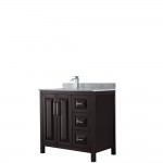 36 Inch Single Bathroom Vanity in Dark Espresso, White Carrara Marble Countertop, Sink, No Mirror