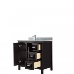 36 Inch Single Bathroom Vanity in Dark Espresso, White Carrara Marble Countertop, Sink, No Mirror