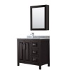 36 Inch Single Bathroom Vanity in Dark Espresso, White Carrara Marble Countertop, Sink, Medicine Cabinet
