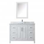 48 Inch Single Bathroom Vanity in White, White Carrara Marble Countertop, Sink, Medicine Cabinet