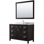 48 Inch Single Bathroom Vanity in Dark Espresso, White Carrara Marble Countertop, Sink, 46 Inch Mirror