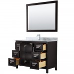 48 Inch Single Bathroom Vanity in Dark Espresso, White Carrara Marble Countertop, Sink, 46 Inch Mirror