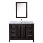 48 Inch Single Bathroom Vanity in Dark Espresso, White Carrara Marble Countertop, Sink, Medicine Cabinet