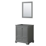 30 Inch Single Bathroom Vanity in Dark Gray, No Countertop, No Sink, 24 Inch Mirror