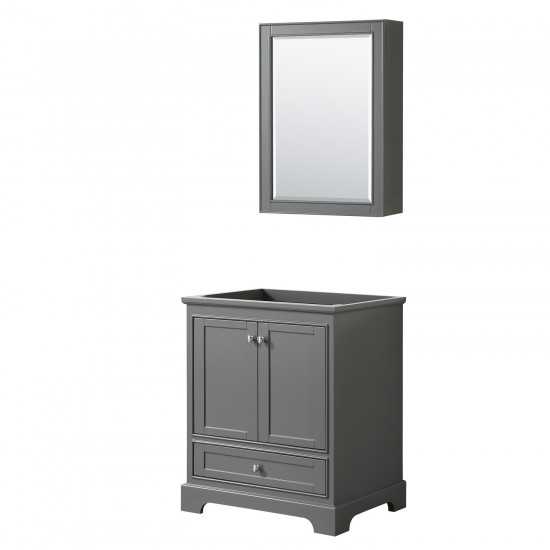 30 Inch Single Bathroom Vanity in Dark Gray, No Countertop, No Sink, Medicine Cabinet