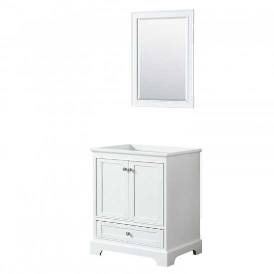 30 Inch Single Bathroom Vanity in White, No Countertop, No Sink, 24 Inch Mirror