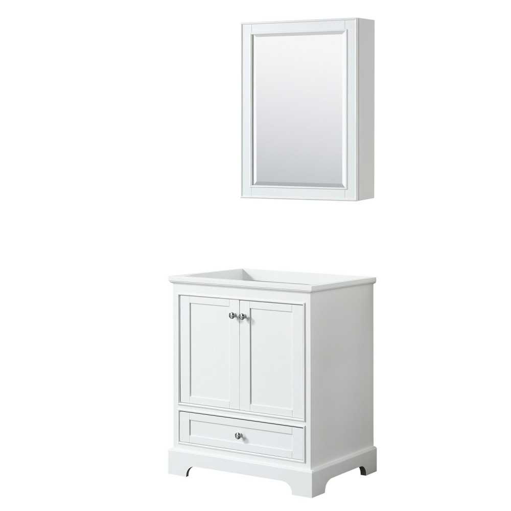 30 Inch Single Bathroom Vanity in White, No Countertop, No Sink, Medicine Cabinet