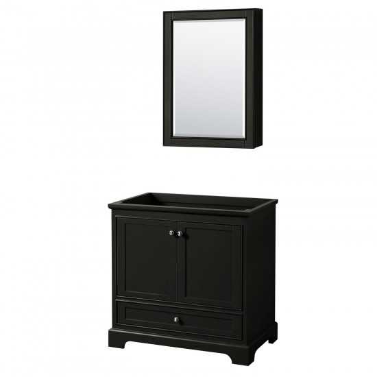 36 Inch Single Bathroom Vanity in Dark Espresso, No Countertop, No Sink, Medicine Cabinet