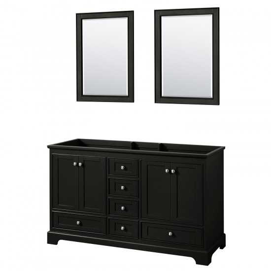 60 Inch Double Bathroom Vanity in Dark Espresso, No Countertop, No Sinks, 24 Inch Mirrors