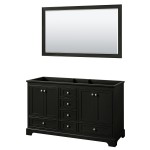 60 Inch Double Bathroom Vanity in Dark Espresso, No Countertop, No Sinks, 58 Inch Mirror