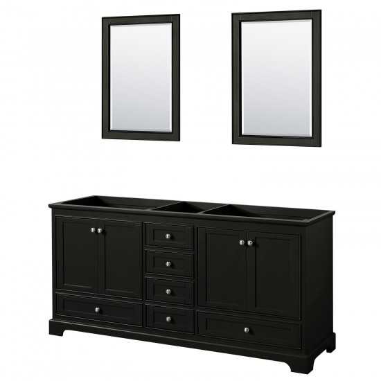 72 Inch Double Bathroom Vanity in Dark Espresso, No Countertop, No Sinks, 24 Inch Mirrors