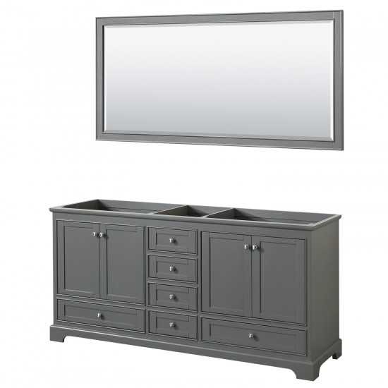 72 Inch Double Bathroom Vanity in Dark Gray, No Countertop, No Sinks, 70 Inch Mirror