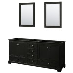 80 Inch Double Bathroom Vanity in Dark Espresso, No Countertop, No Sinks, 24 Inch Mirrors