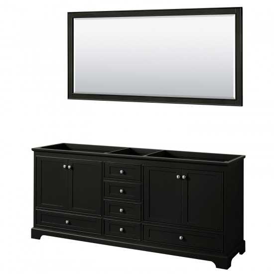 80 Inch Double Bathroom Vanity in Dark Espresso, No Countertop, No Sinks, 70 Inch Mirror